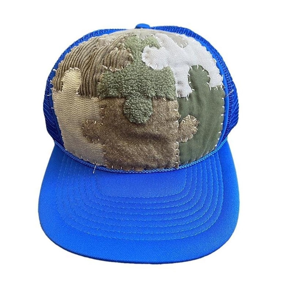 Hand sewn puzzle trucker hat
